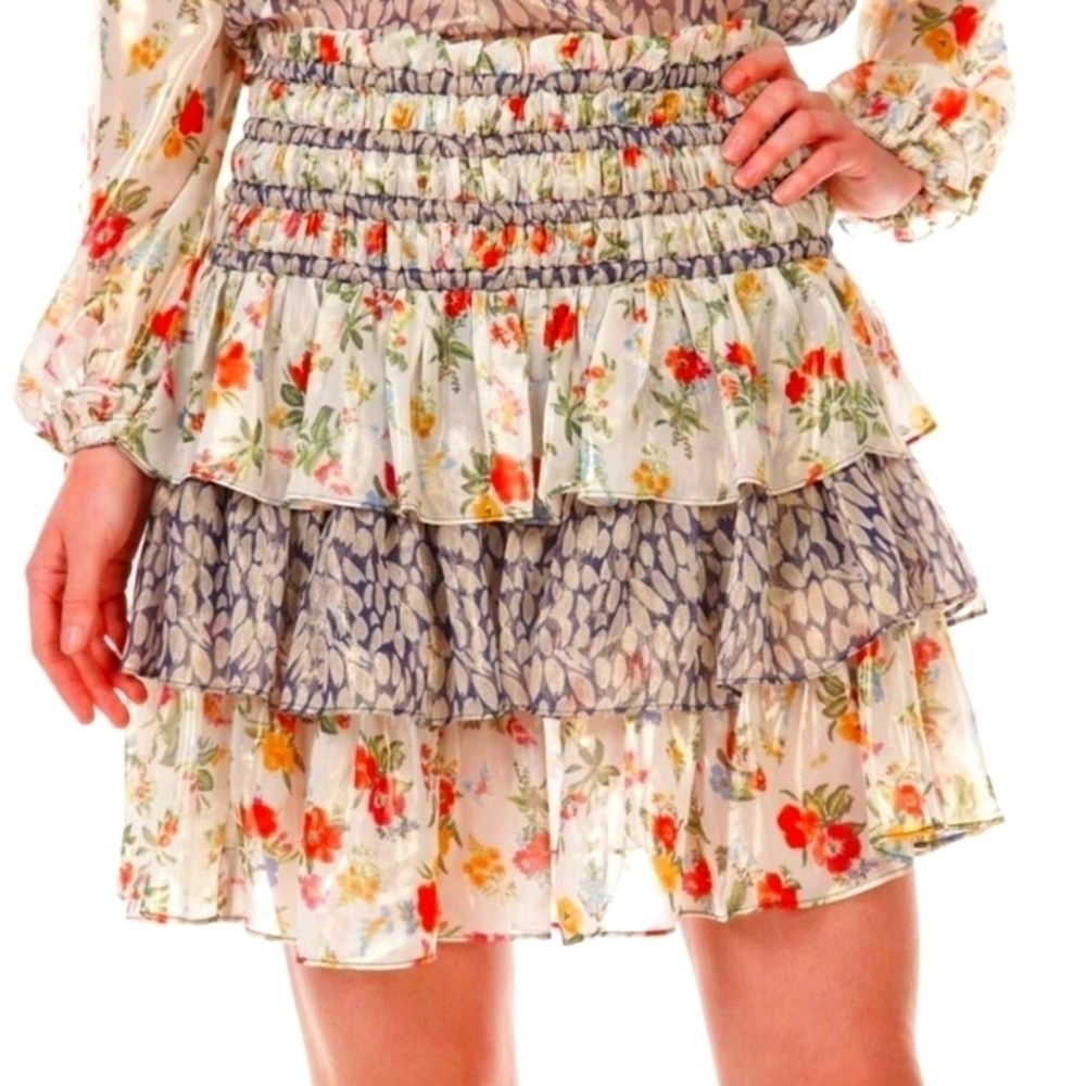Anthropologie Current Air Metallic Tiered Skirt XS NWT
